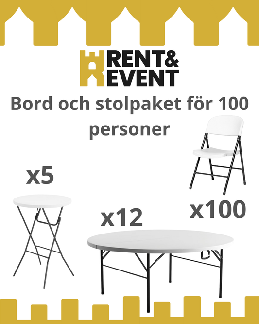 Bord och stolpaket för 100 pers